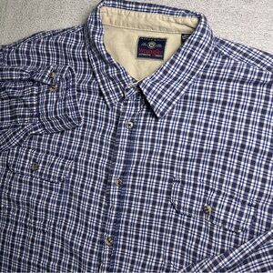 Wrangler Authentic Shirt Men’s 2XL Relaxed Fit Blue Plaid Long Sleeve Button Up